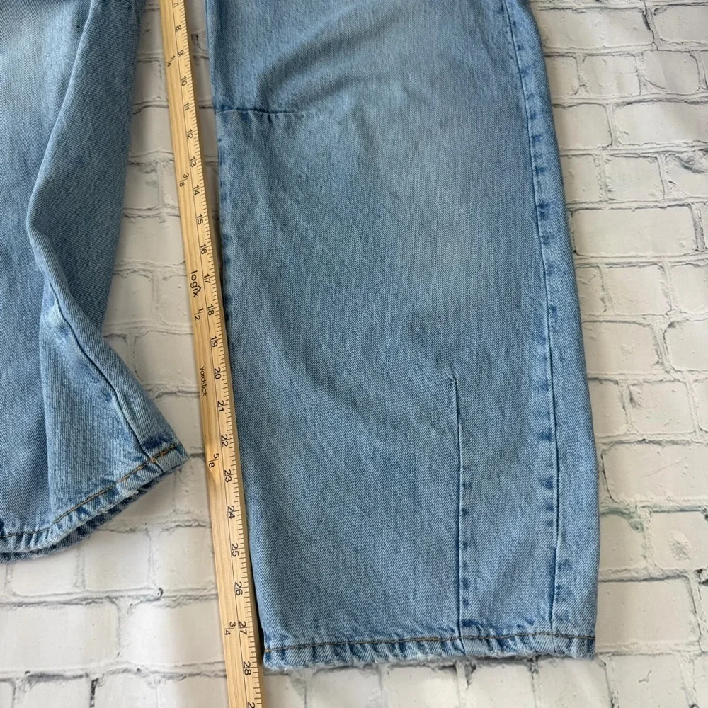 ✅ Zara Light Blue High Rise Wide Barrel Leg Jeans size 0 EUR 32